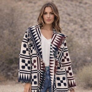 90s Tapestry Blanket Chore Coat Cardigan – Country Western | M